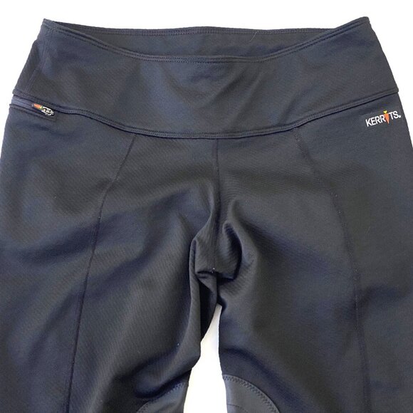 Kerrits Womens Black Fleece Lite Knee Patch Riding Tights Size S Breeches Warm - Picture 4 of 15